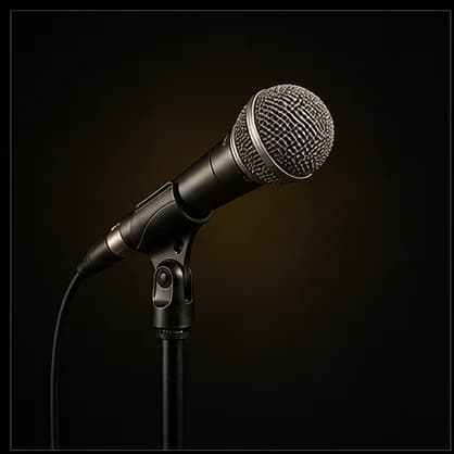 Microfone de palco representando as aulas de canto