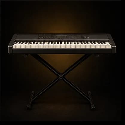 Teclado musical eletrônico em estúdio
