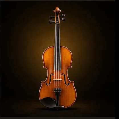 Violino em estúdio com iluminação dourada