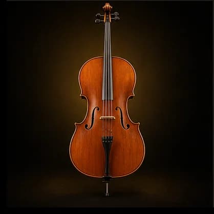 Violoncelo em estúdio com iluminação dourada